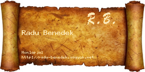 Radu Benedek névjegykártya